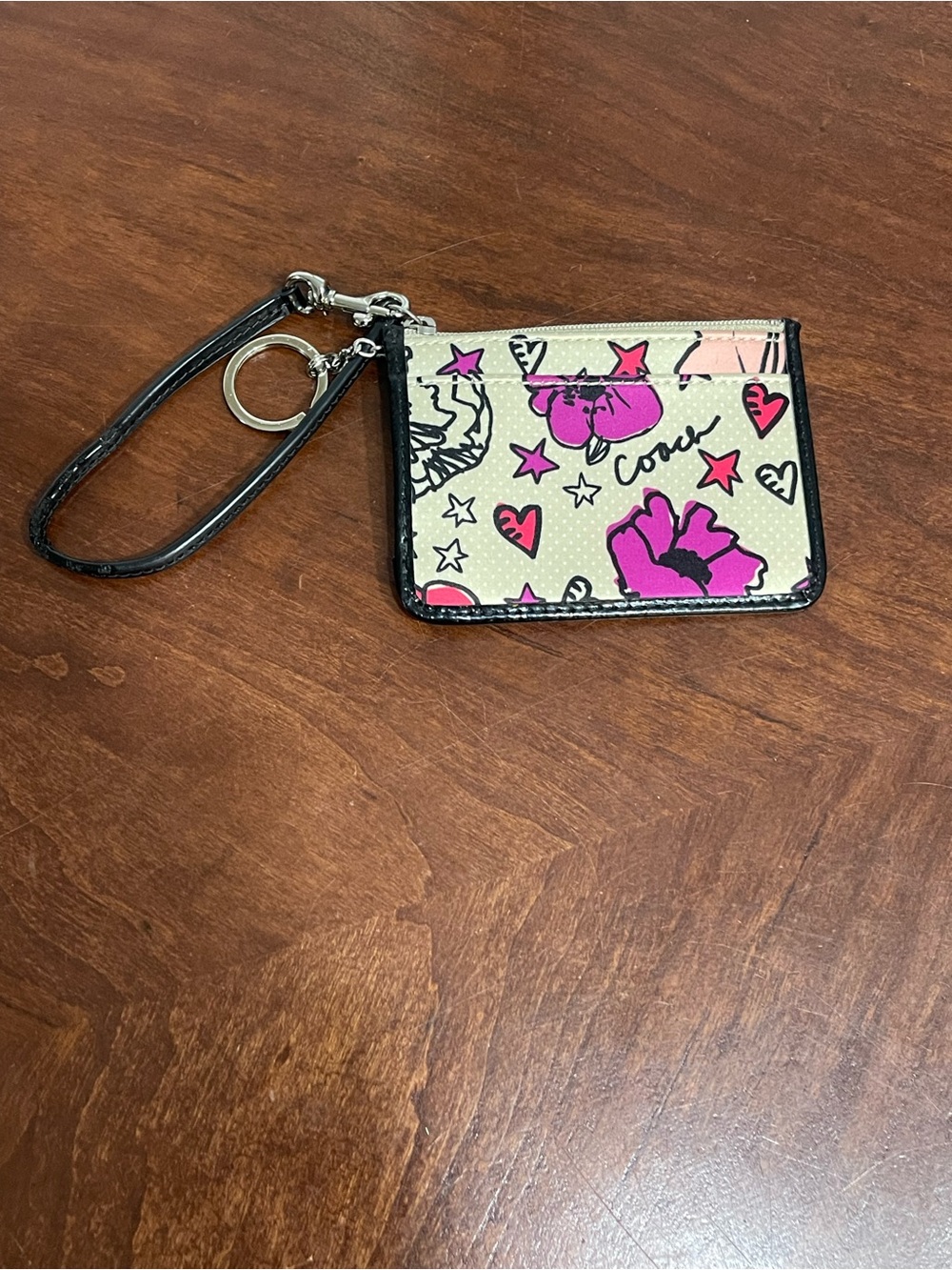 Y2K VINTAGE COACH POPPY GRAFFITI KEYCHAIN CARD CASE HOLDER PURSE WALLET RARE